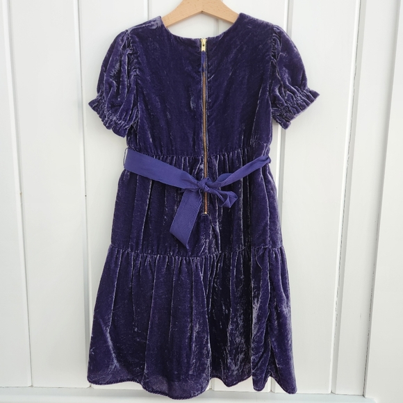 Crewcuts Purple Tiered Velvet Dress Size 7 - Picture 6 of 7